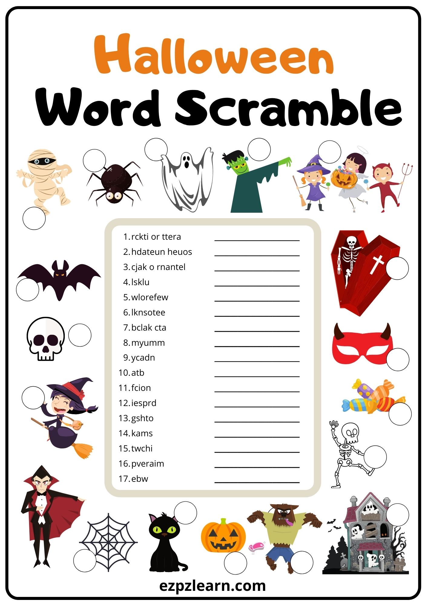 Halloween Word Scramble 2